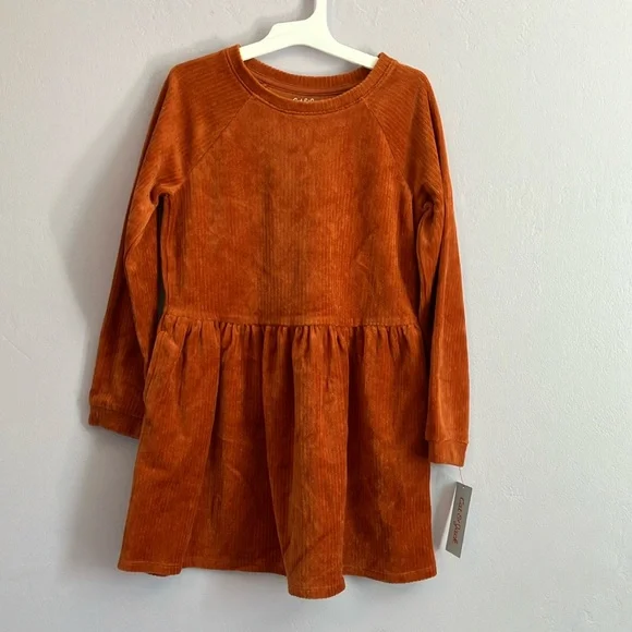 Cat & Jack | Dresses | Girls Cat Jack Burnt Orange Long Sleeve Dress Sz  Small | Poshmark